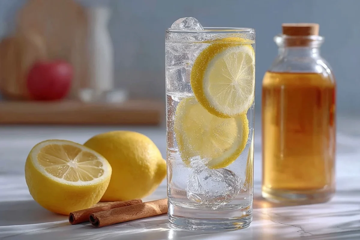 ice water hack with lemon and apple cider vinegar
