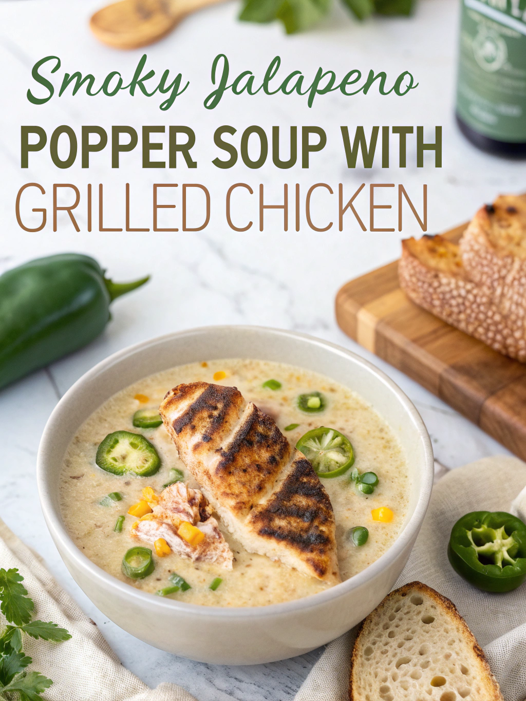 smoky jalapeño popper soup with grilled chicken